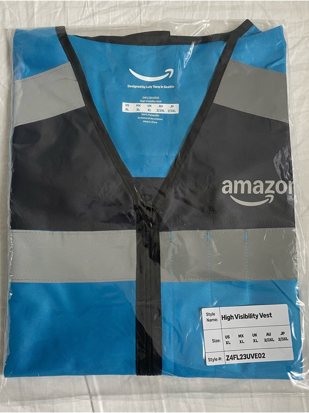 Amazon High Visibility Vest Blue Black and Gray size XL